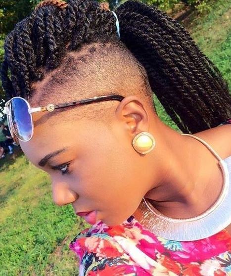 Kinky Twisted Braided Mohawk Updo hairstyles