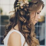 Long Romantic Curls with the Flower- Bridal hairstyles
