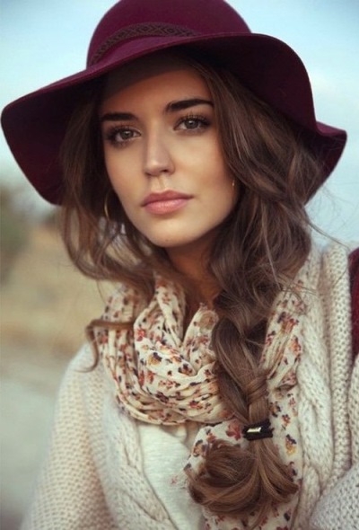 Loose Braid with Hat- Fall hairstyles