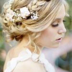 Loose Braided Updo with Flowers- Bridal hairstyles