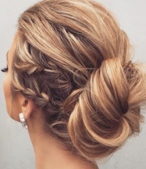 Low Bun Hairstyles with Side Braids