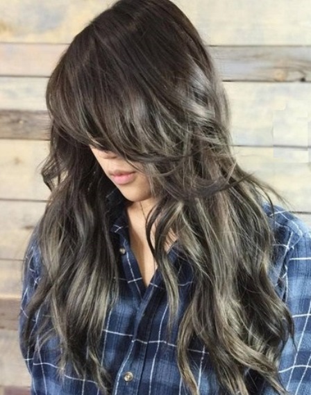 Messy Brunette Hair- Long hairstyles with bangs