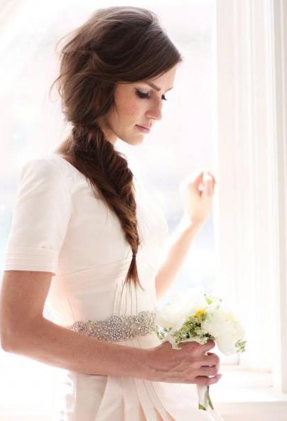 Messy Side Braid wedding hairstyles for long hair