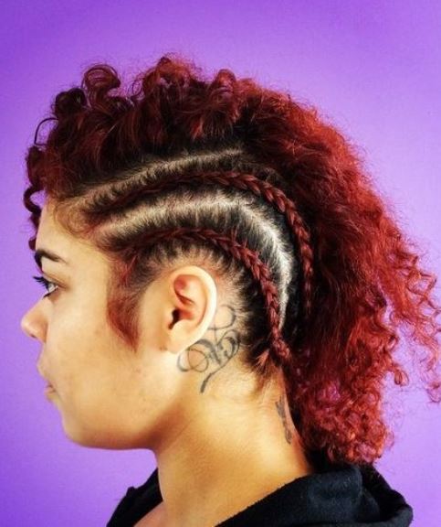 Mohawk with Side Cornrows- Braids for short hair