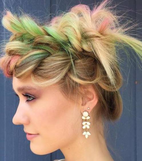 Multi Colored Crown Braids