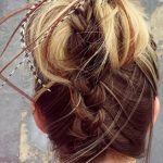 Palm Upside-Down Braid with Feathers- Fall hairstyles