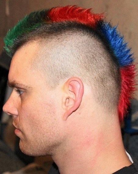 Rainbow Colored Low Mohawk hairstyles for men