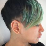 Short Pixie with Green Bangs colorful pixie cuts