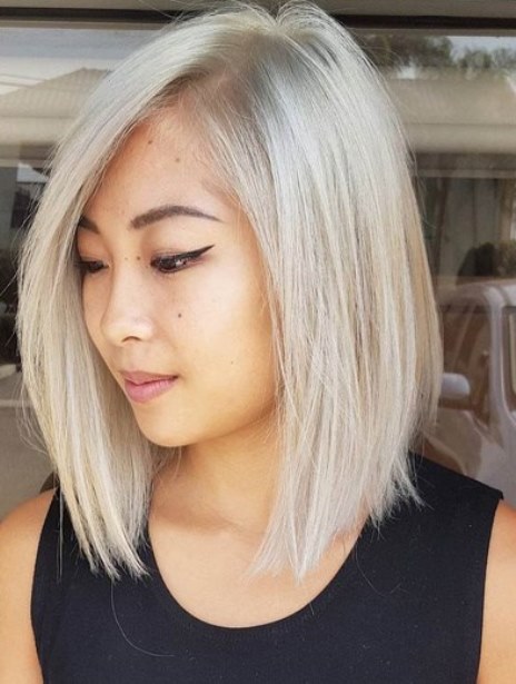 Shoulder Length Silvery Bob- Sholder Length haircuts