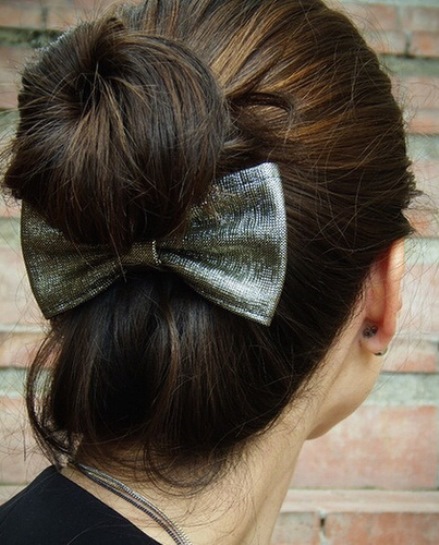 Simple Bun with Bow- Fall hairstyles