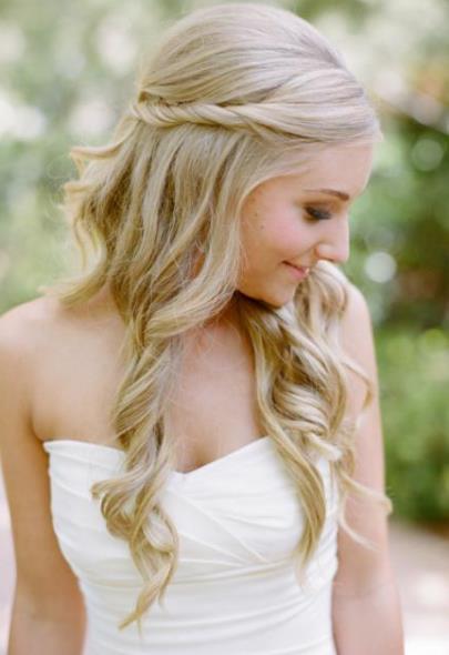 Soft Curls with Twist wedding hairstyles for long hair