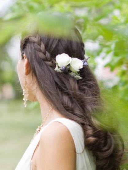 Soft Waves with Braid wedding hairstyles for long hair