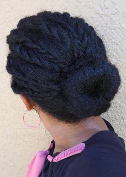 Twisted Bun- Curly hairstyles