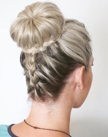 Upside down braided bun- Bun hairstyles for prom