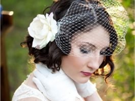 15 Different Wedding Curly Hairstyles Vintage Curly Bob with a Birdcage Veil- Wedding curly hairstyles