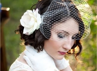 15 Different Wedding Curly Hairstyles Vintage Curly Bob with a Birdcage Veil- Wedding curly hairstyles