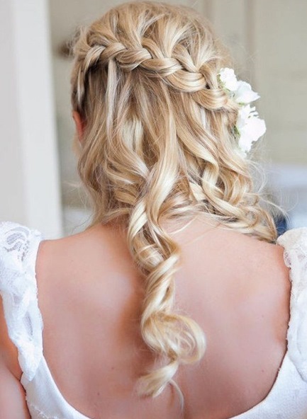 Waterfall Braid- Half up and half down wedding hairstyles
