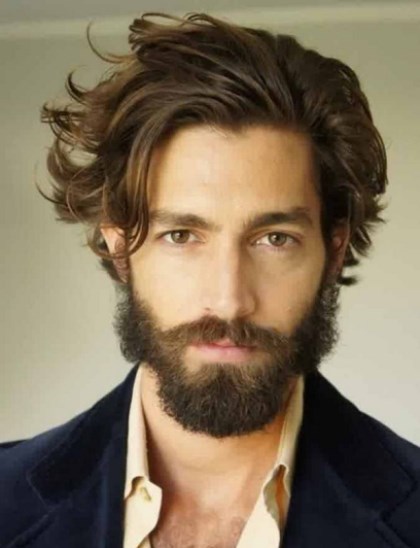 Wavy Hair with Beard- Cool men hair looks