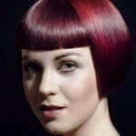 Purple and Red Toned Blunt Haircut- Short red hairstyles