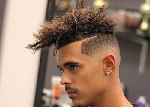 Extra Long Curly Top Faded Mohawk for Black Men