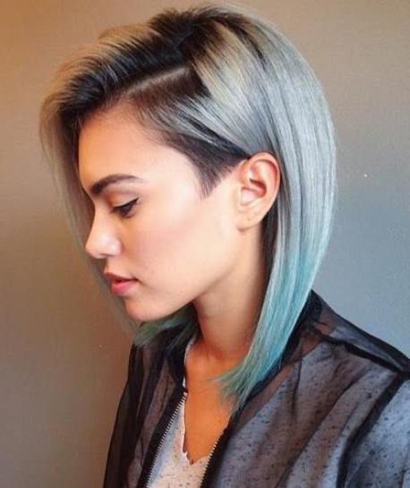 A-Line with Light Blue Color- A-Line bob hairstyles