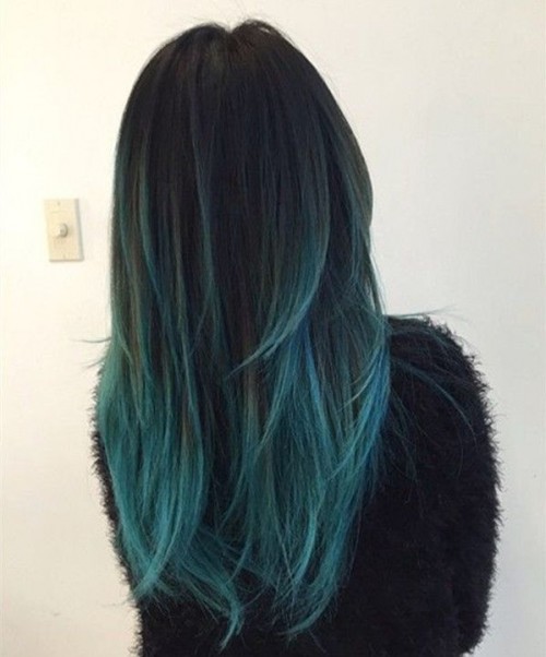 Blue & Green Ombre Blue Highlight Hairstyles