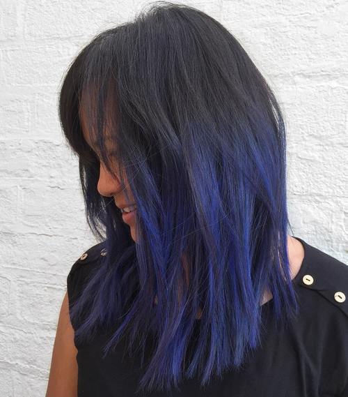 Blue Chic Hairstyle Blue Highlight Hairstyles