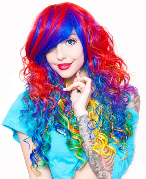 Rainbow with Darker Roots Rainbow Hairstyles