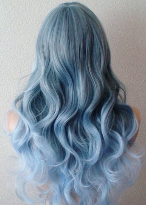 Soft Pastel Blue Highlight Hairstyles